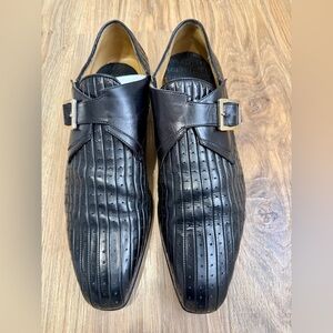 Cesare Paciotti Black Perforated Leather Monk Strap Dress Shoes Men’s 10.5